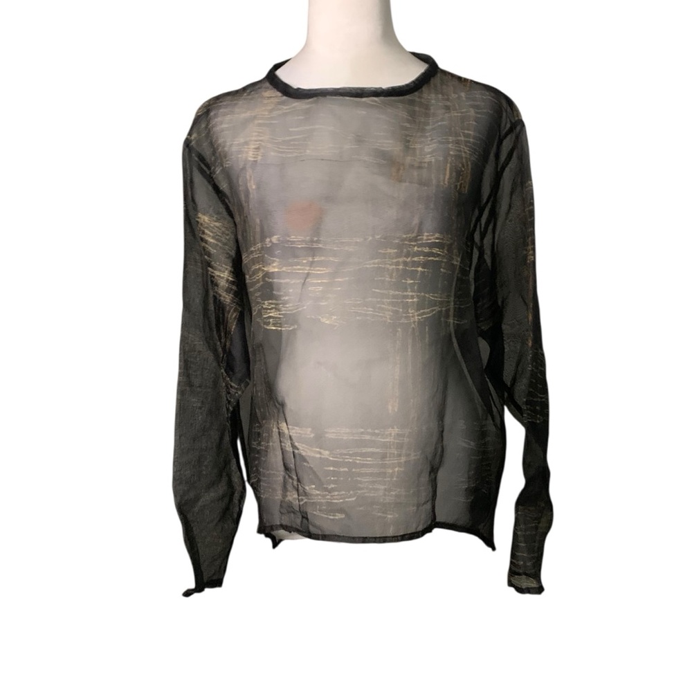 Staley Gretzinger XL Black Art to Wear Sheer Boxy Long Sleeve Lagen Look Top